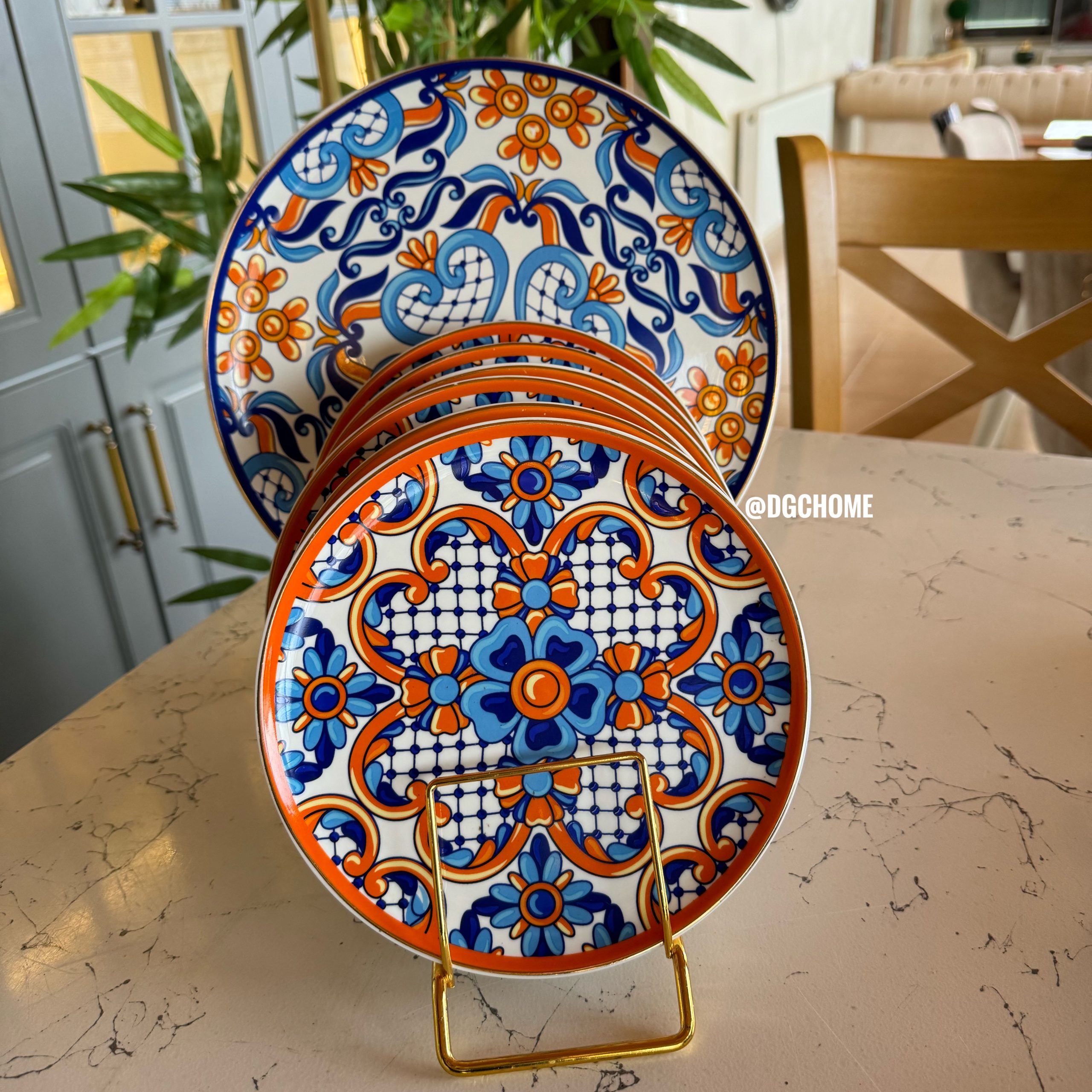 IMG_3384 Stella Mavi Turuncu 7 Parça Pasta Seti - Görsel 1