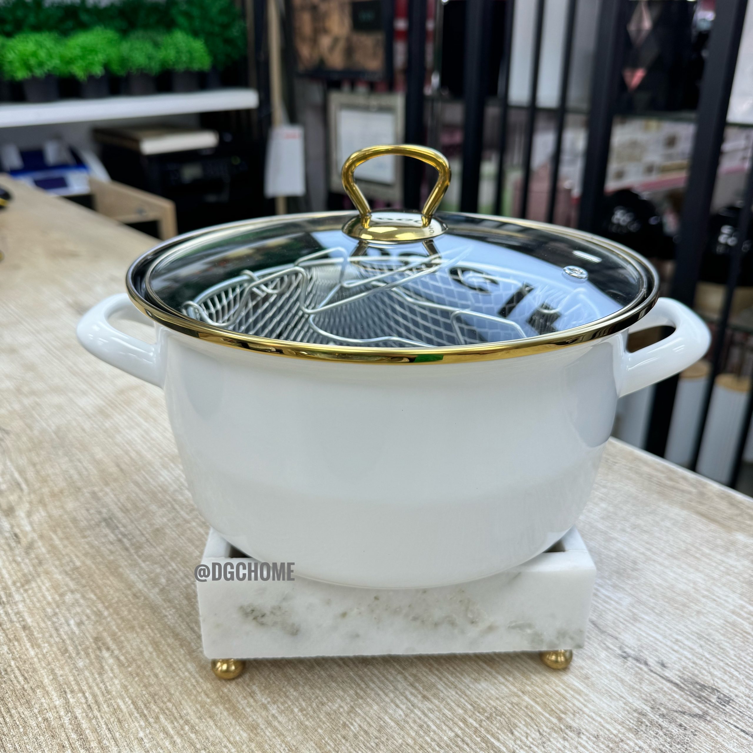 IMG_3814 24 cm Emaye Kızartma Tenceresi Beyaz - Görsel 1