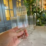 6 Lı kahveyanı Bardakı Çizgili Ayaklı