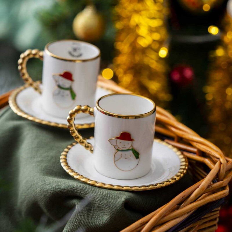 IMG_7913 Dario 2 Kişilik Kardan Adam Kahve Fincanı Takımı - Görsel 1