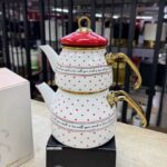 Kırmızı Puantiyeli Emaye Çaydanlık Takımı