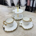 İstiridye 2 Kişilik İkramlıklı Türk Kahvesi Fincanı Gold