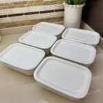 6 Lı Kapaklı Dikdörtgen Porselen Kapaklı Saklama Kabı