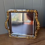 Gümüş Gold Detaylı Ayaklı Tek Kişilik Sunum Tepsisi