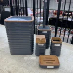 Antrasit Ahşap 5 Parça Banyo Seti