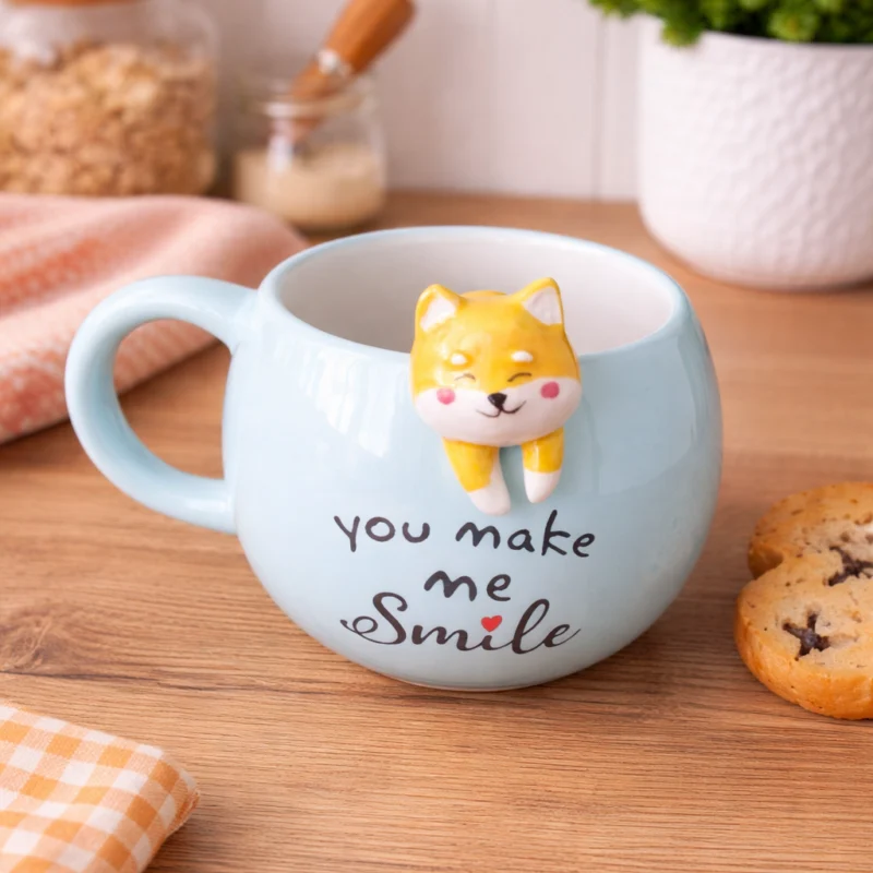 1812E04D-D498-469F-AEE4-4734F895BC62 Tekli Cuddly Blue Porselen Kupa - Görsel 1