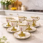 Ellide 6 Kişilik Türk Kahvesi Fincanı Beyaz