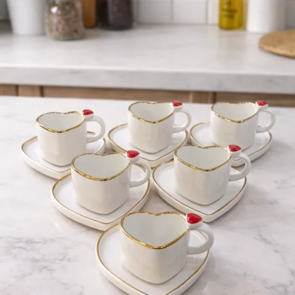 ROSAMEL 6 Kişilik Türk Kahvesi Fincanı Beyaz