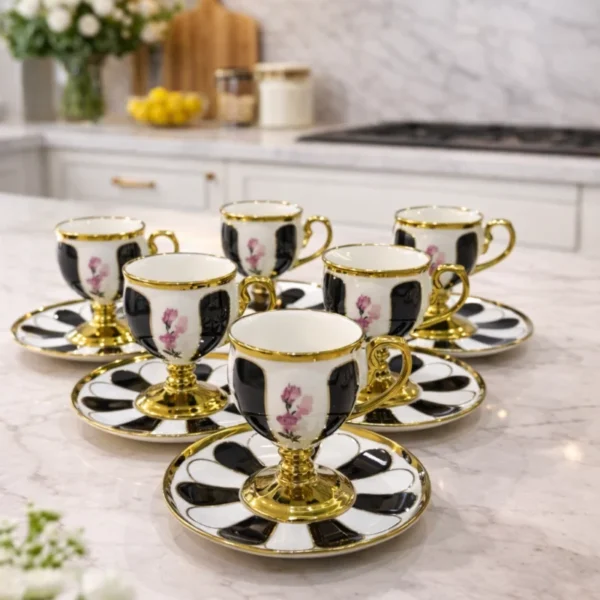 Ellide 6 Kişilik Türk Kahvesi Fincanı Siyah